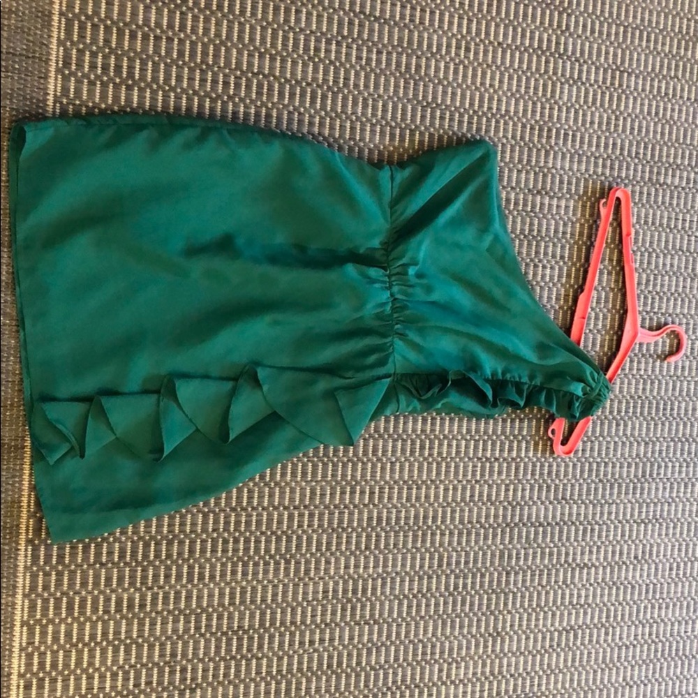 Green one shoulder ruffle dress
